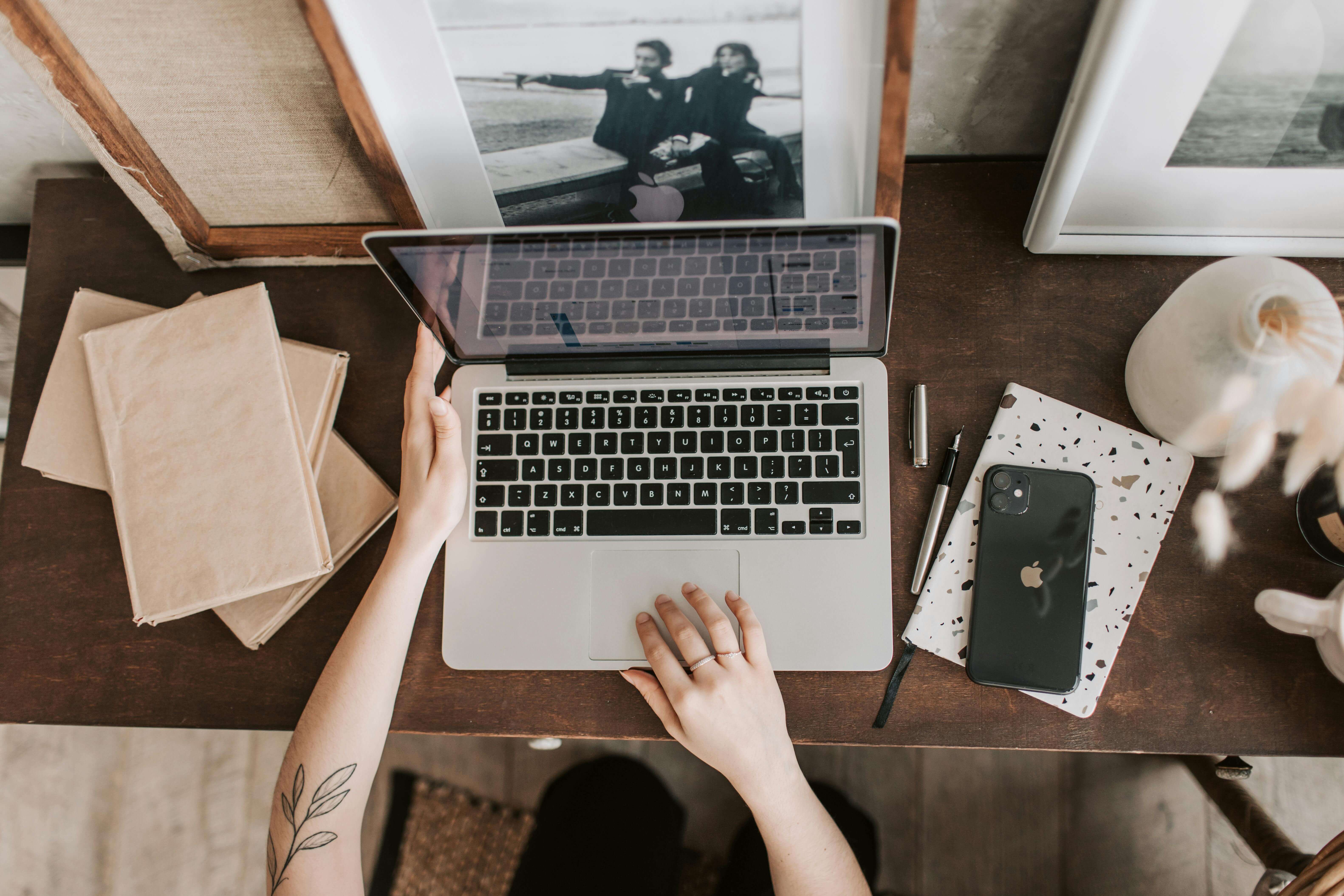 lady using laptop in workspace