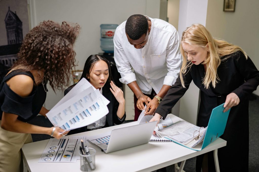 A Group of People Discussing