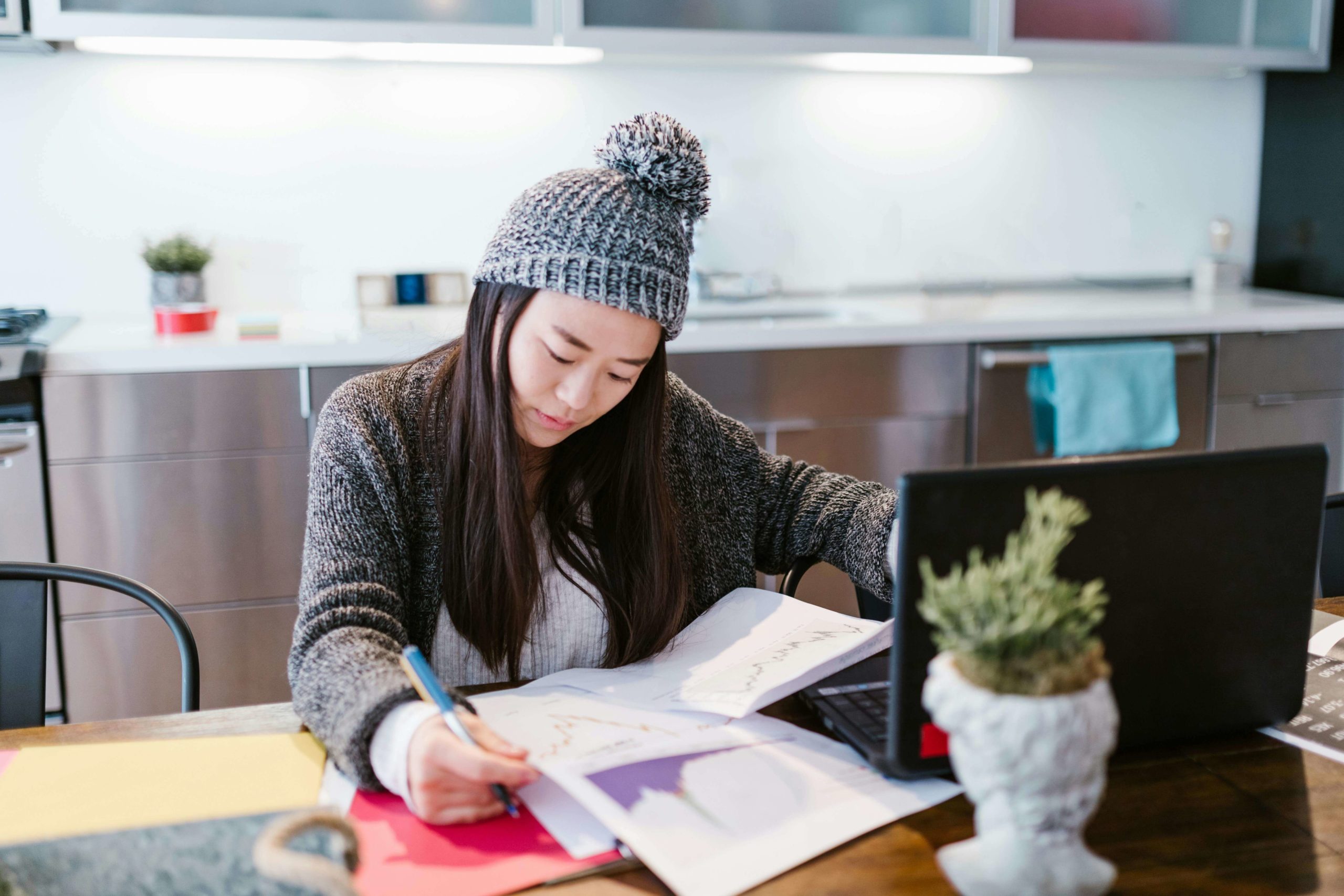 Woman Working with Statistical Data